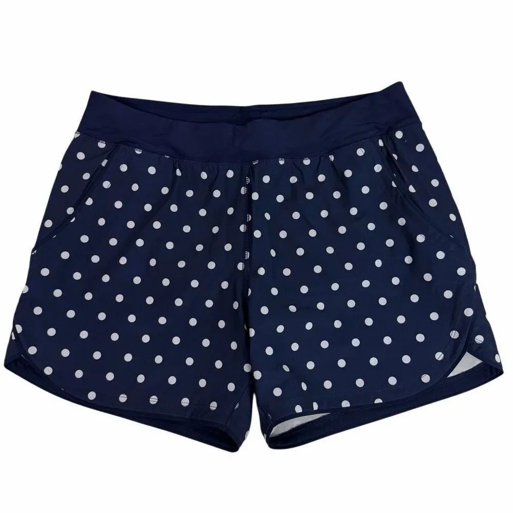 Lands End size 14 Blue White Polka Dot Swim Shorts